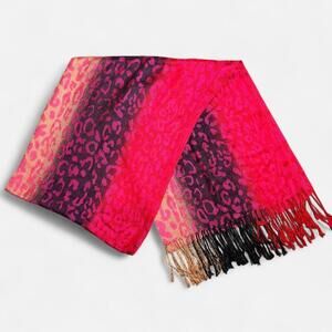 Pink Leopard Cheetah Print Scarf Hot Pink Ombre